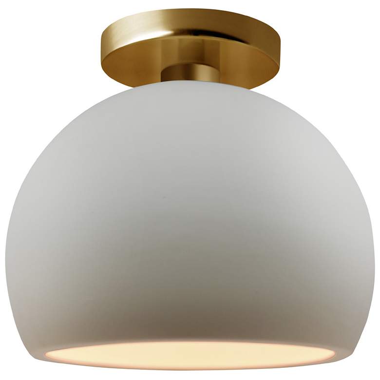 Image 1 Radiance 7"W Bisque Frame Brushed Brass Metal Small Globe Semi.Flush