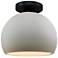 Radiance 7"W Bisque Frame Matte Black Metal Small Globe Semi.Flush