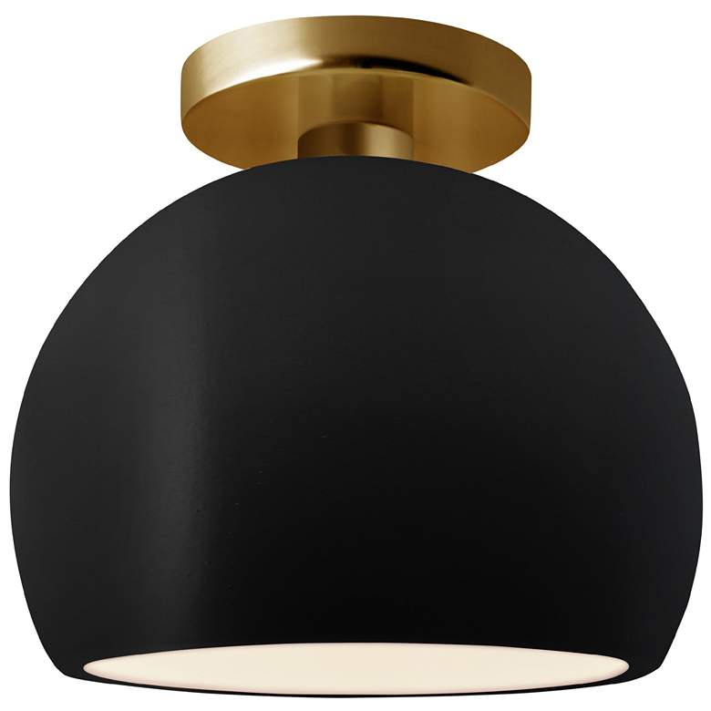 Image 1 Radiance 7"W Carbon Frame Brushed Brass Metal Small Globe Semi.Flush