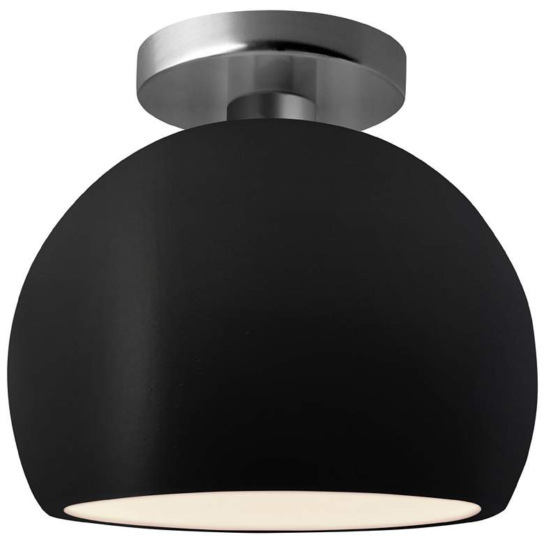 Image 1 Radiance 7"W Carbon Frame Brushed Nickel Metal Small Globe LED Semi.Fl