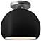 Radiance 7"W Carbon Frame Brushed Nickel Metal Small Globe LED Semi.Fl