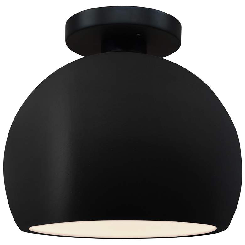 Image 1 Radiance 7"W Carbon Frame Matte Black Metal Small Globe LED Semi.Flush