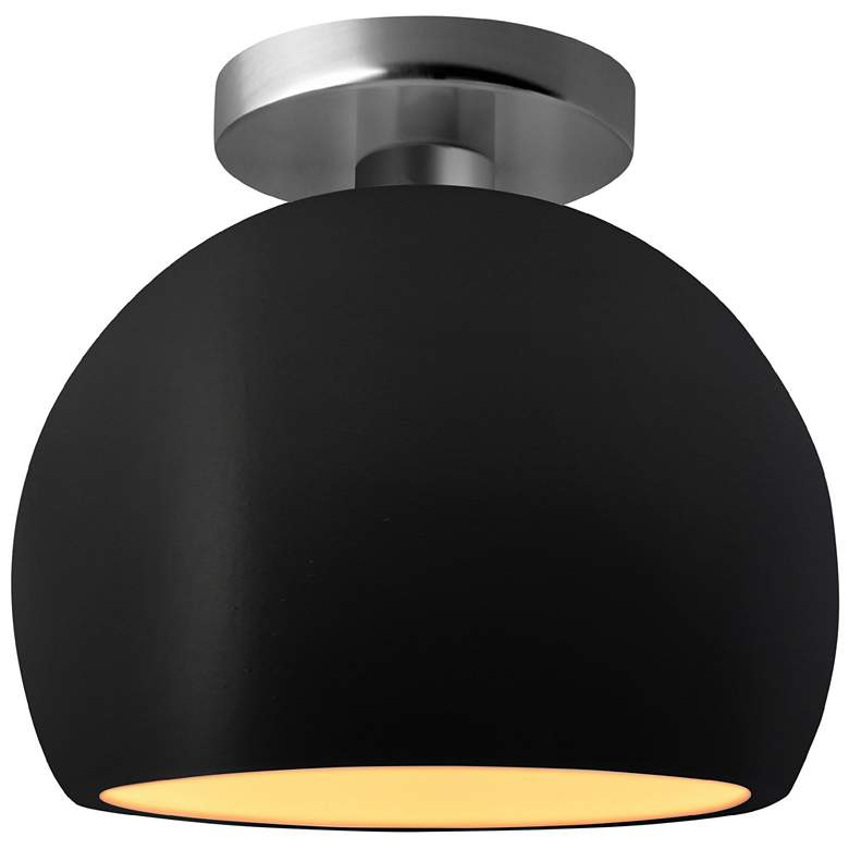Image 1 Radiance 7"W Carbon/Gold Frame Brushed Nickel Small Globe LED Semi.Flu