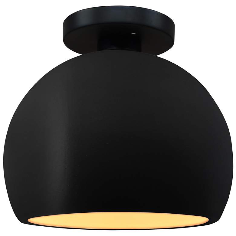 Image 1 Radiance 7"W Carbon/Gold Frame Matte Black Metal Small Globe Semi.Flus