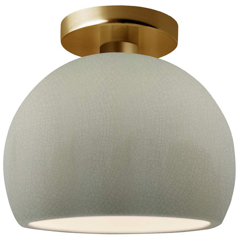 Image 1 Radiance 7"W Celadon Frame Brushed Brass Small Globe LED Semi.Flush