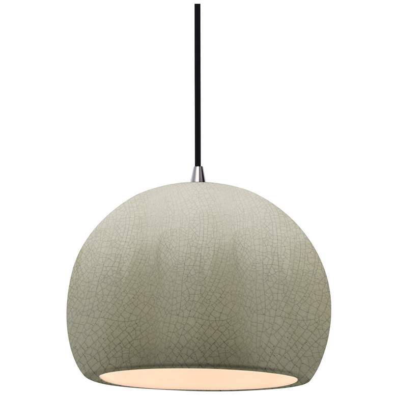 Image 1 Radiance 7"W Celadon Frame Nickel Small Globe Black Cord LED Pendant
