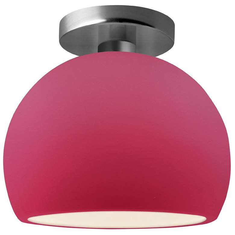 Image 1 Radiance 7"W Cerise Frame Brushed Nickel Metal Small Globe LED Semi.Fl