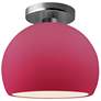 Radiance 7"W Cerise Frame Brushed Nickel Metal Small Globe Semi.Flush
