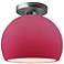 Radiance 7"W Cerise Frame Brushed Nickel Metal Small Globe Semi.Flush
