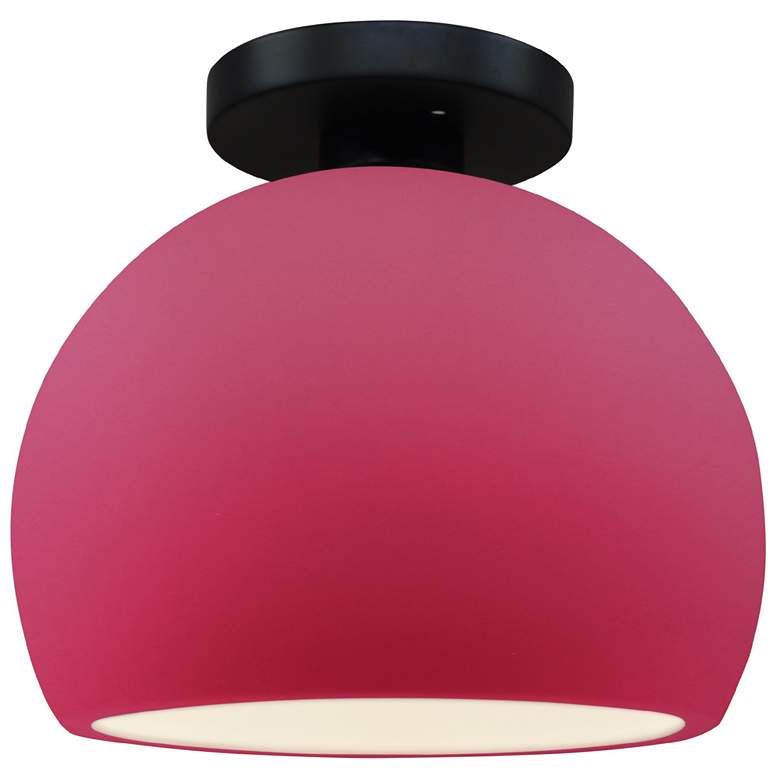 Image 1 Radiance 7"W Cerise Frame Matte Black Metal Small Globe LED Semi.Flush