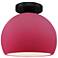Radiance 7"W Cerise Frame Matte Black Metal Small Globe LED Semi.Flush