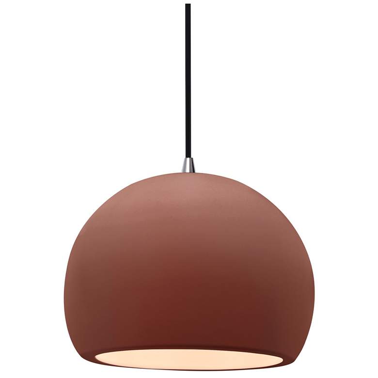 Image 1 Radiance 7"W Clay Frame Brushed Nickel Small Globe Black Cord LED Pend