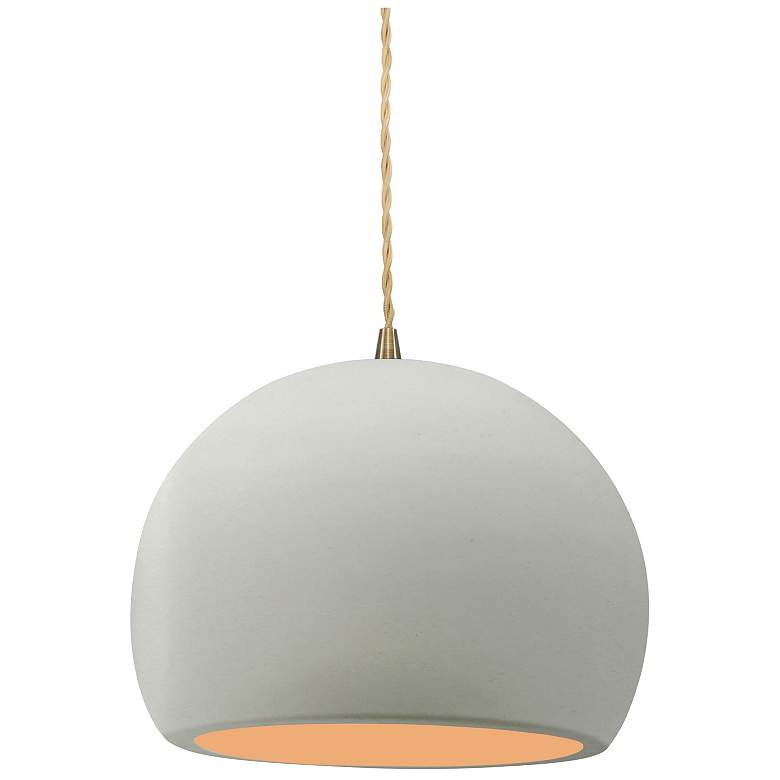 Image 1 Radiance 7"W Globe Brass Beige Cord Pendant w/ White And Gold Shade