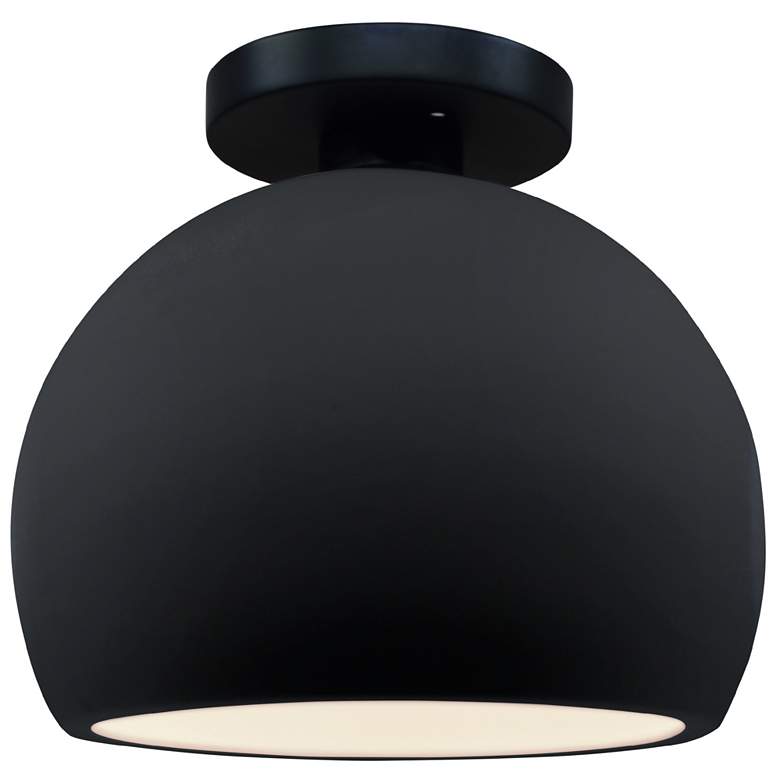 Image 1 Radiance 7"W Gloss Black Frame Matte Black Metal Small Globe Semi.Flus