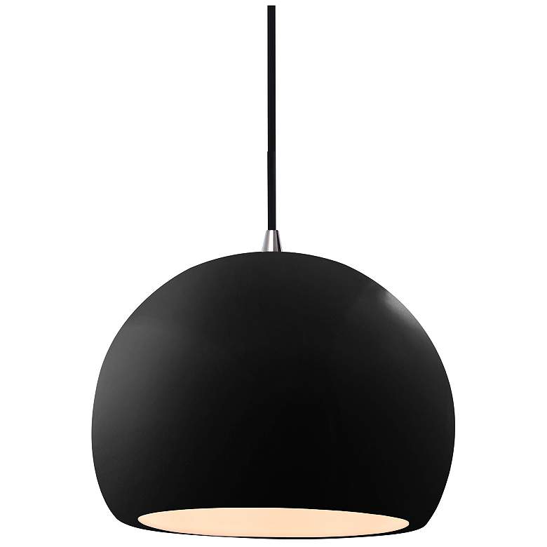 Image 1 Radiance 7"W Gloss Black Frame Nickel Small Globe Black Cord LED Penda