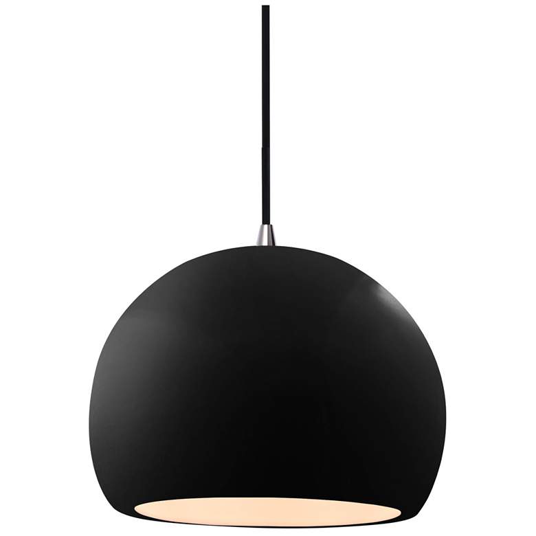 Image 1 Radiance 7"W Gloss Black Frame Nickel Small Globe Black Cord Pendant