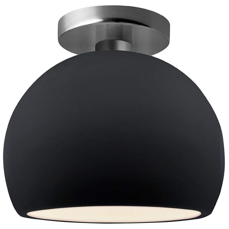 Image 1 Radiance 7"W Gloss Black/White Frame Brushed Nickel Small Globe Semi.F