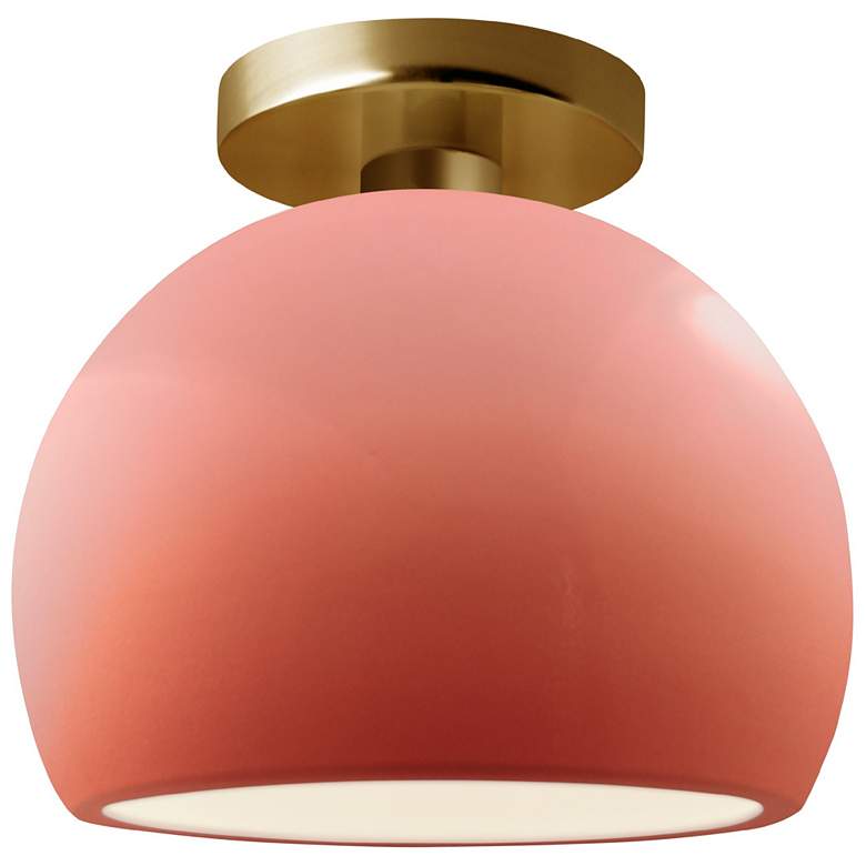 Image 1 Radiance 7"W Gloss Blush Frame Brushed Brass Small Globe LED Semi.Flus