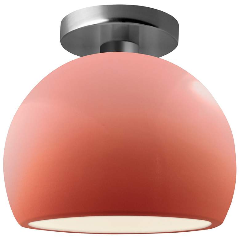 Image 1 Radiance 7"W Gloss Blush Frame Brushed Nickel Small Globe LED Semi.Flu