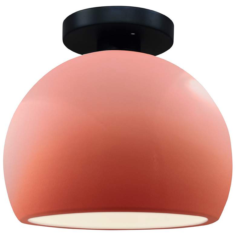 Image 1 Radiance 7"W Gloss Blush Frame Matte Black Metal Small Globe Semi.Flus