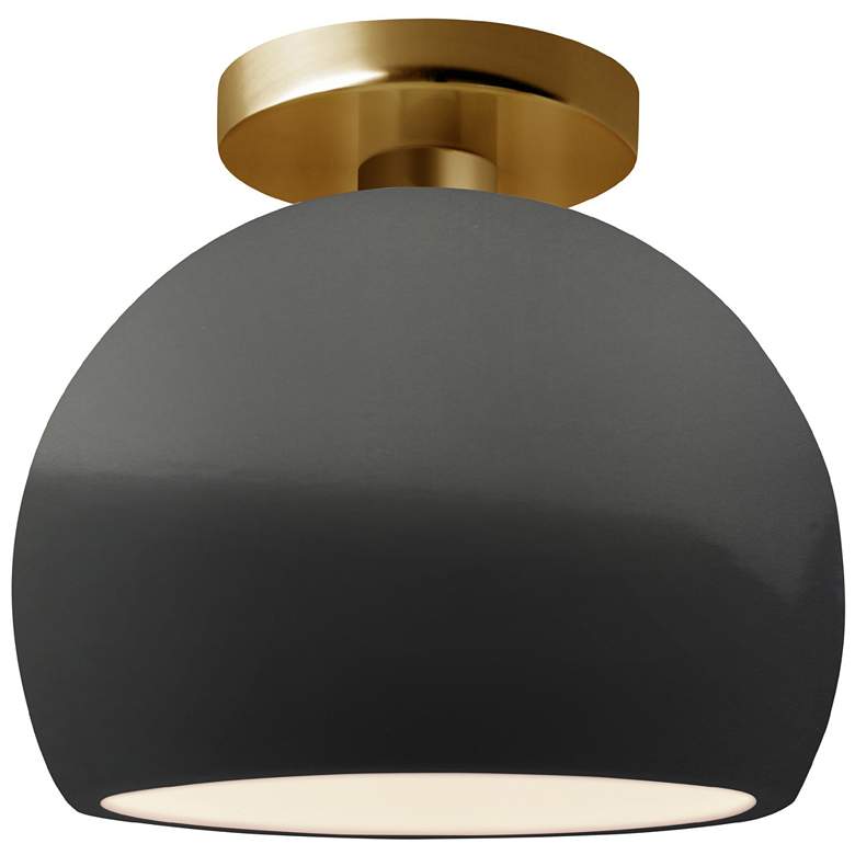 Image 1 Radiance 7"W Gloss Grey Frame Brushed Brass Metal Small Globe Semi.Flu