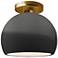 Radiance 7"W Gloss Grey Frame Brushed Brass Metal Small Globe Semi.Flu