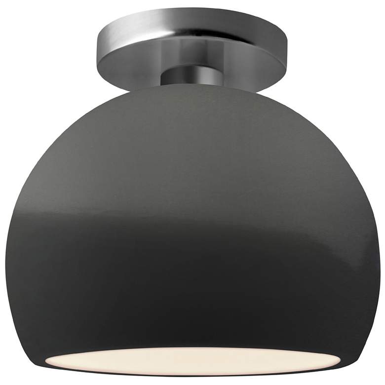 Image 1 Radiance 7"W Gloss Grey Frame Brushed Nickel Metal Small Globe Semi.Fl
