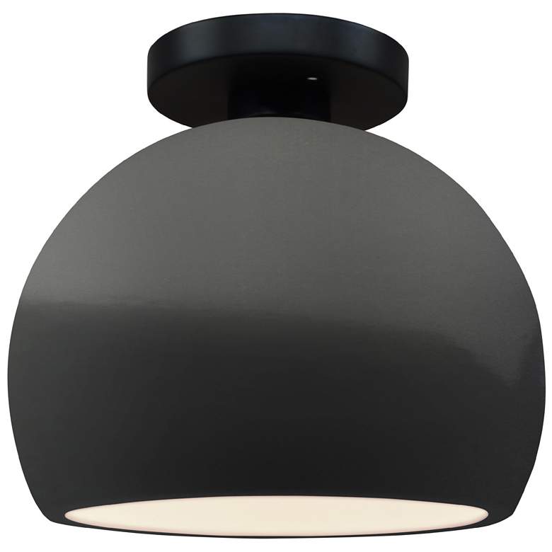 Image 1 Radiance 7"W Gloss Grey Frame Matte Black Metal Small Globe LED Semi.F
