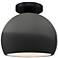 Radiance 7"W Gloss Grey Frame Matte Black Metal Small Globe Semi.Flush