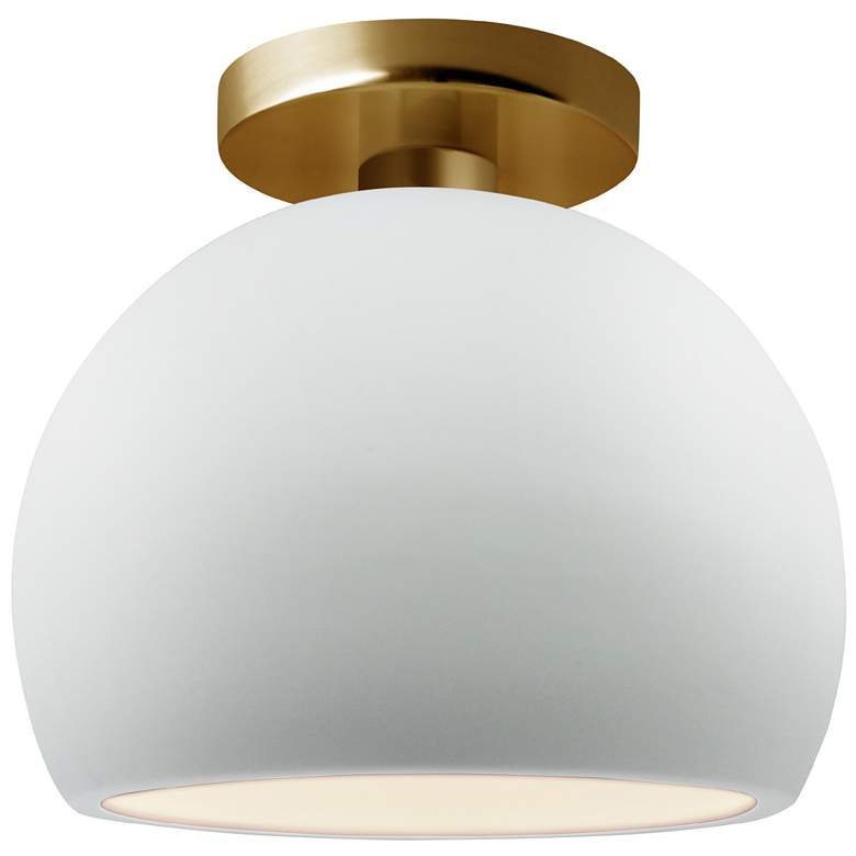 Image 1 Radiance 7"W Gloss White Frame Brushed Brass Metal Small Globe Semi.Fl
