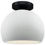 Radiance 7"W Gloss White Frame Matte Black Metal Small Globe Semi.Flus