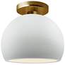 Radiance 7"W Gloss White Sided Frame Brushed Brass Small Globe Semi.Fl