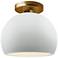 Radiance 7"W Gloss White Sided Frame Brushed Brass Small Globe Semi.Fl