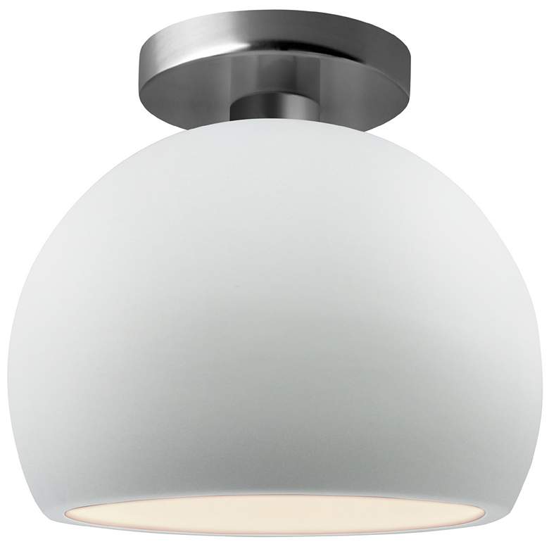 Image 1 Radiance 7"W Gloss White Sided Frame Nickel Small Globe LED Semi.Flush
