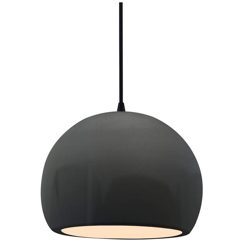 Image 1 Radiance 7"W Grey Frame Matte Black Small Globe Black Cord LED Pendant