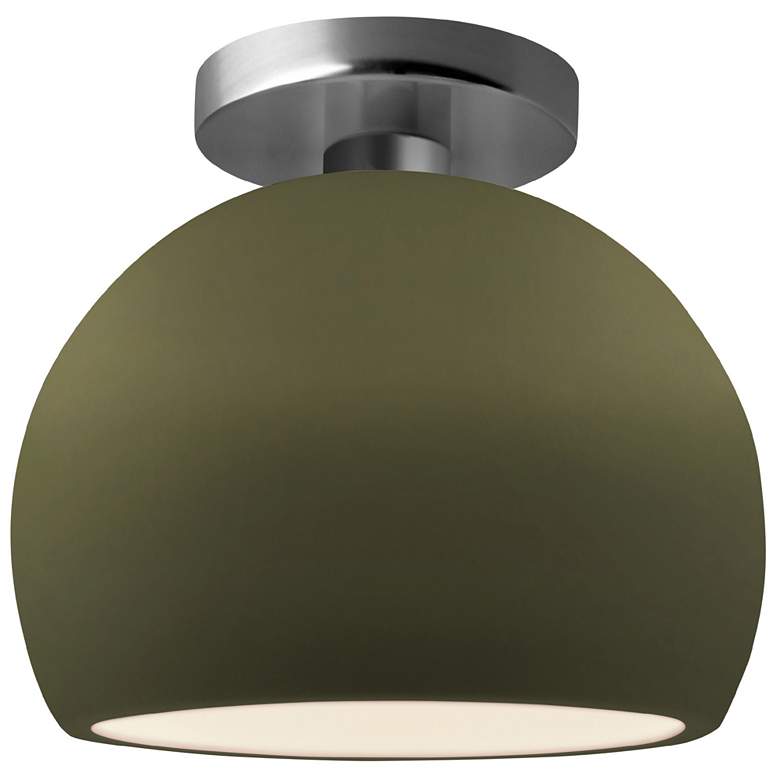 Image 1 Radiance 7"W Matte Green Frame Brushed Nickel Small Globe LED Semi.Flu