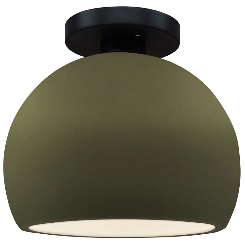 Image 1 Radiance 7"W Matte Green Frame Matte Black Metal Small Globe LED Semi.