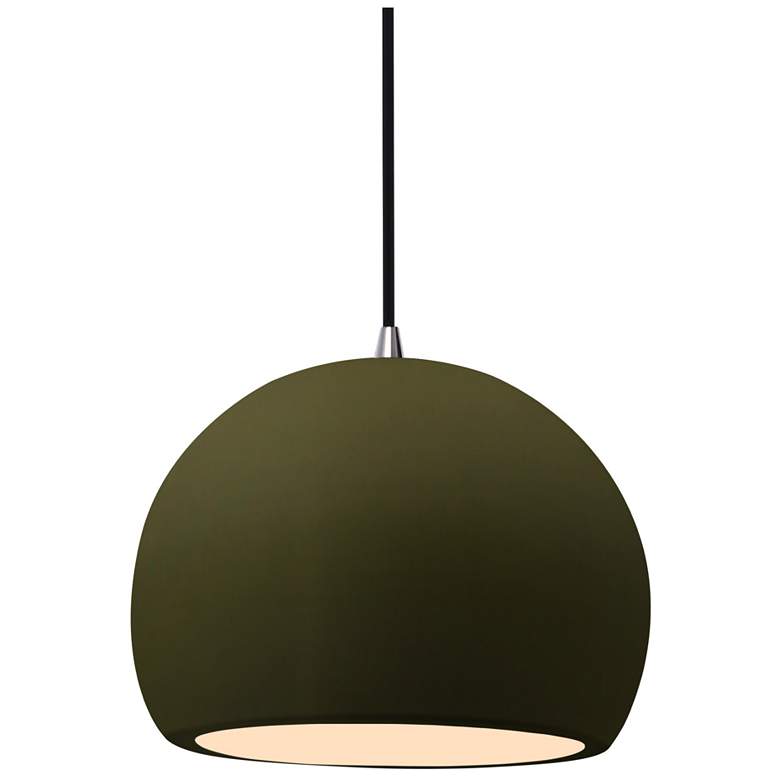 Image 1 Radiance 7"W Matte Green Frame Nickel Small Globe Black Cord LED Penda