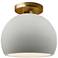 Radiance 7"W Matte White Frame Brushed Brass Metal Small Globe Semi.Fl