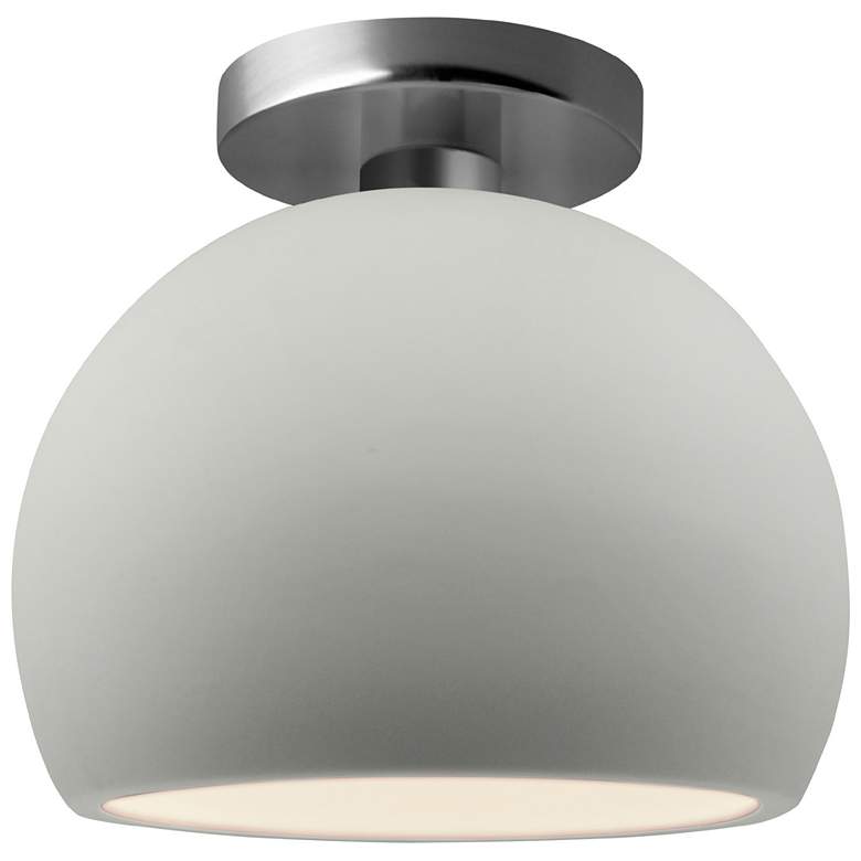 Image 1 Radiance 7"W Matte White Frame Brushed Nickel Small Globe LED Semi.Flu
