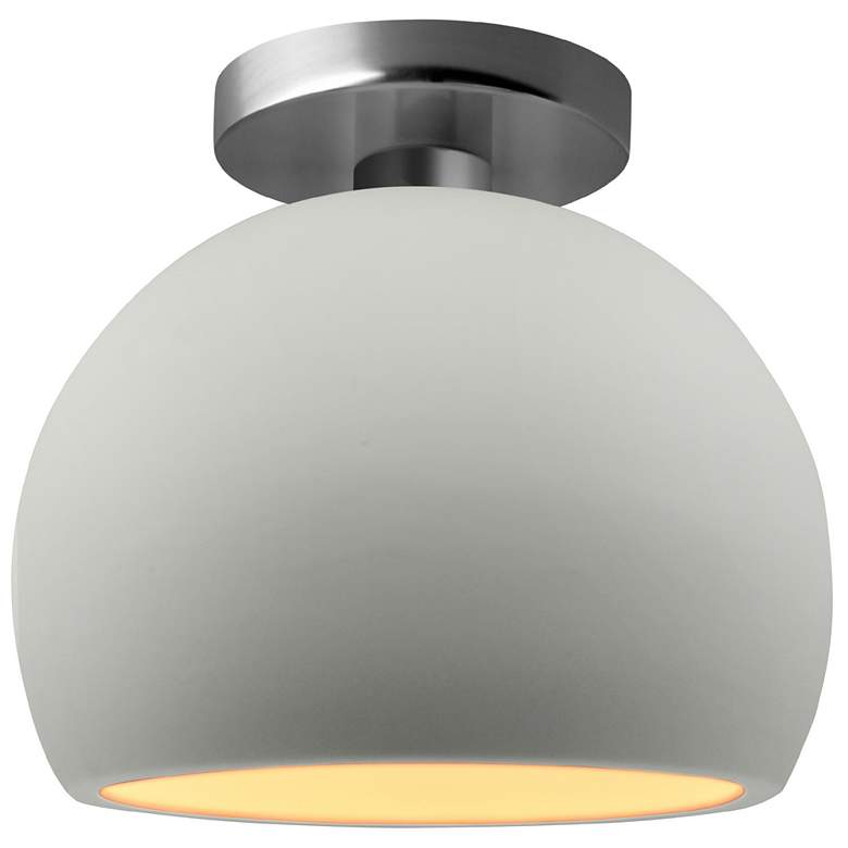 Image 1 Radiance 7"W Matte White/Gold Frame Brushed Nickel Small Globe Semi.Fl