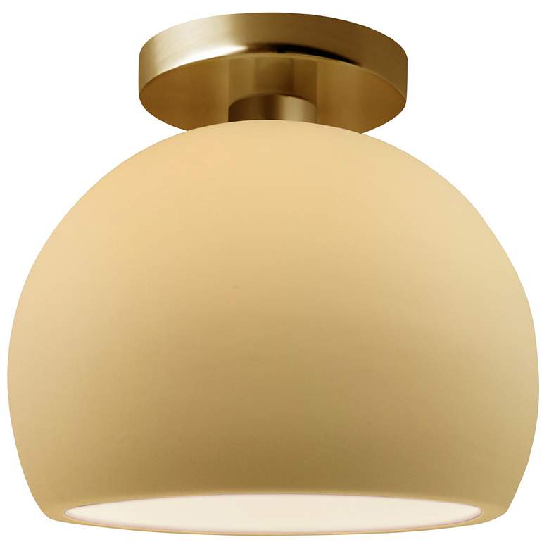Image 1 Radiance 7"W Muted Yellow Frame Brushed Brass Metal Small Globe Semi.F
