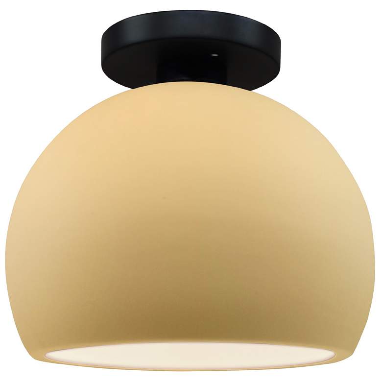 Image 1 Radiance 7"W Muted Yellow Frame Matte Black Metal Small Globe Semi.Flu