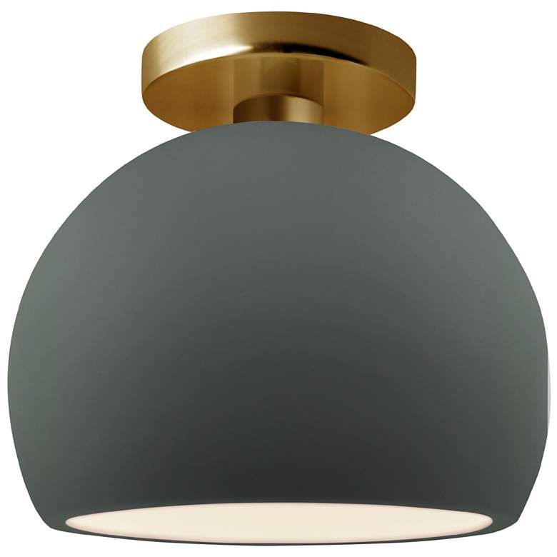 Image 1 Radiance 7"W Pewter Green Frame Brushed Brass Small Globe LED Semi.Flu