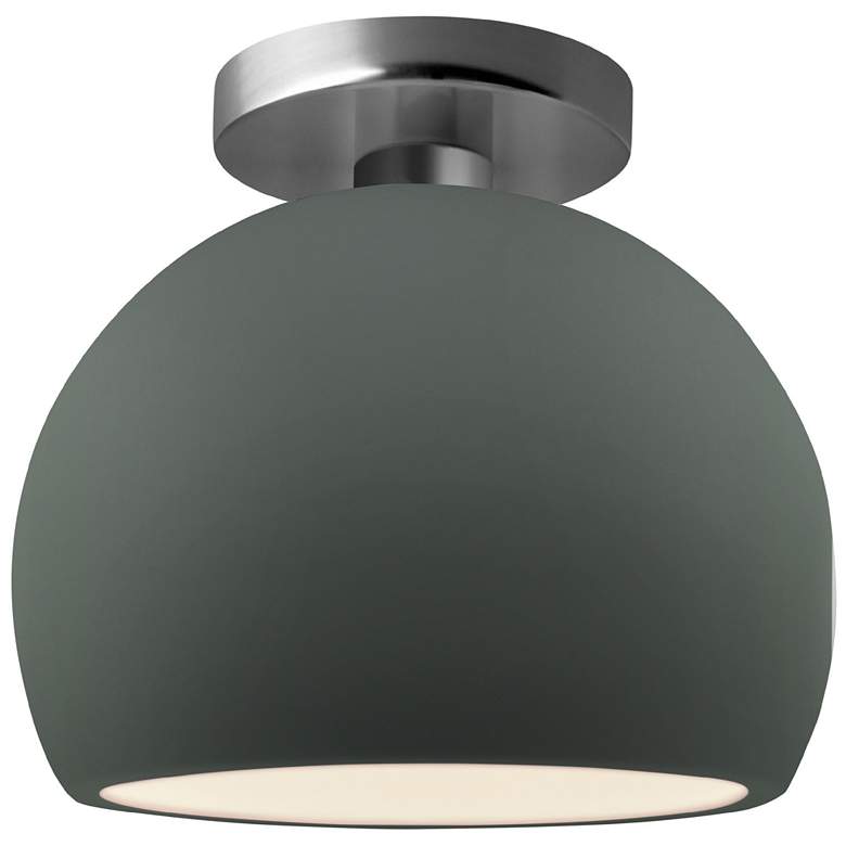 Image 1 Radiance 7"W Pewter Green Frame Brushed Nickel Small Globe LED Semi.Fl