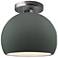 Radiance 7"W Pewter Green Frame Brushed Nickel Small Globe LED Semi.Fl