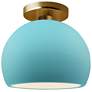 Radiance 7"W Reflecting Pool Frame Brushed Brass Small Globe Semi.Flus