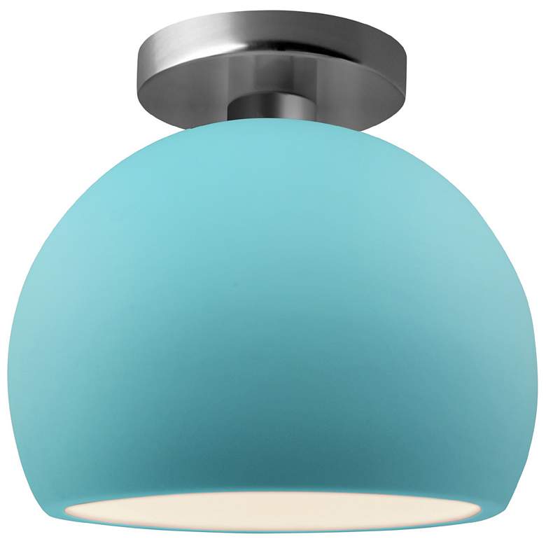 Image 1 Radiance 7"W Reflecting Pool Frame Nickel Small Globe LED Semi.Flush