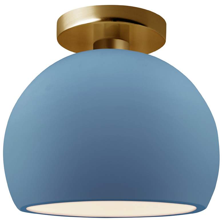 Image 1 Radiance 7"W Sky Blue Frame Brushed Brass Metal Small Globe LED Semi.F