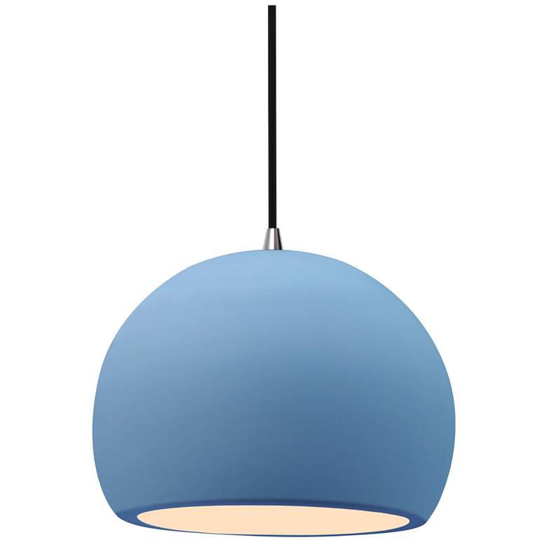Image 1 Radiance 7"W Sky Blue Frame Nickel Small Globe Black Cord LED Pendant